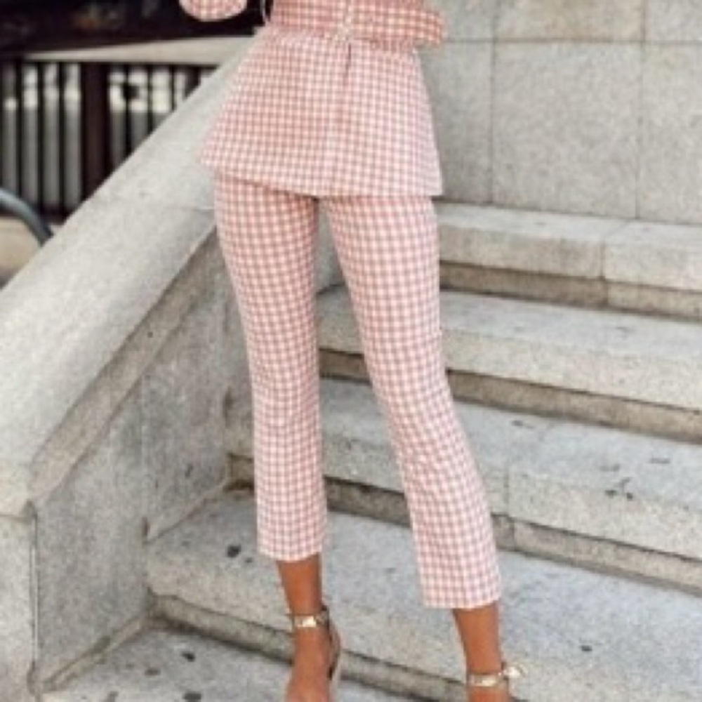 Zara Pink Gingham Women's Pants